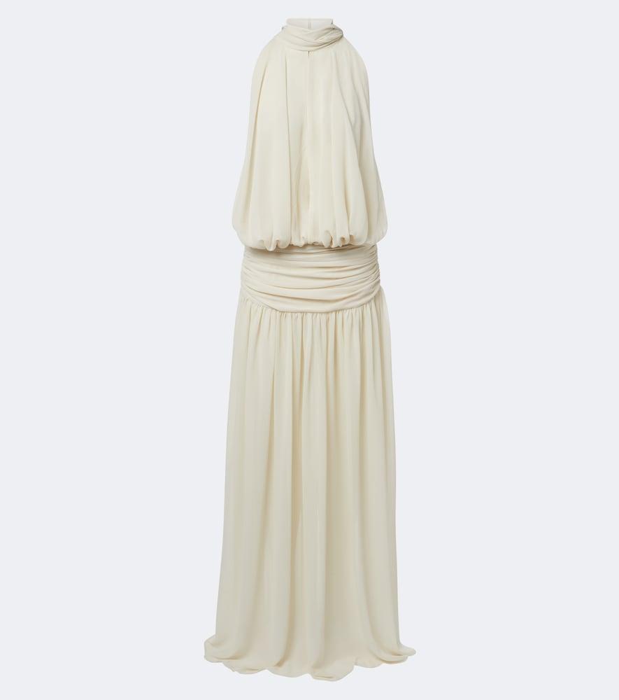 de la vali cruz draped chiffon maxi dress