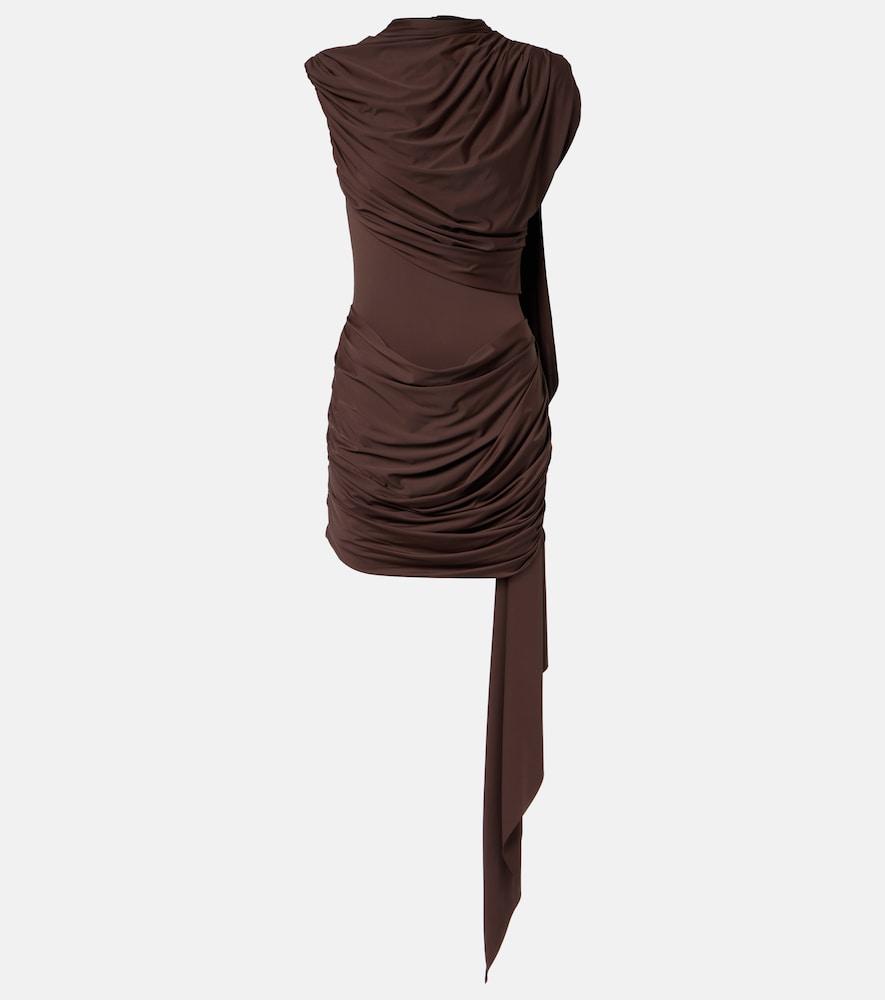 de la vali draped caped jersey minidress