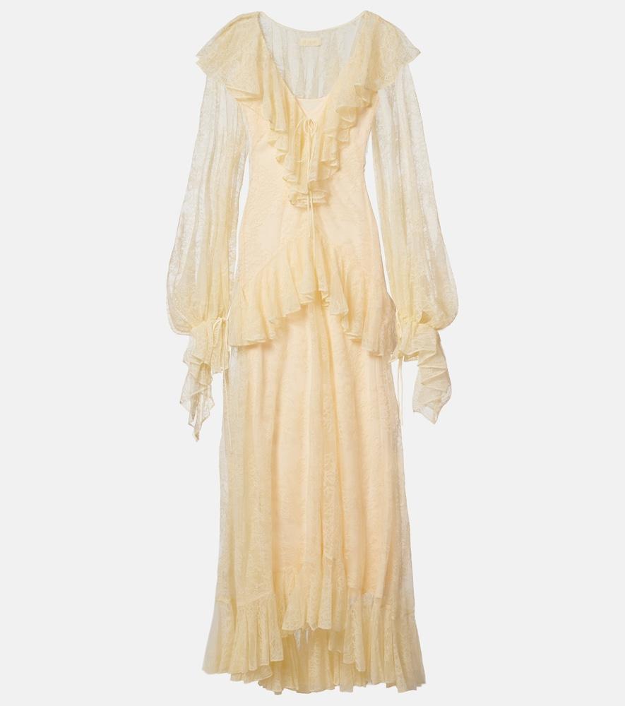 de la vali esen ruffled lace maxi dress
