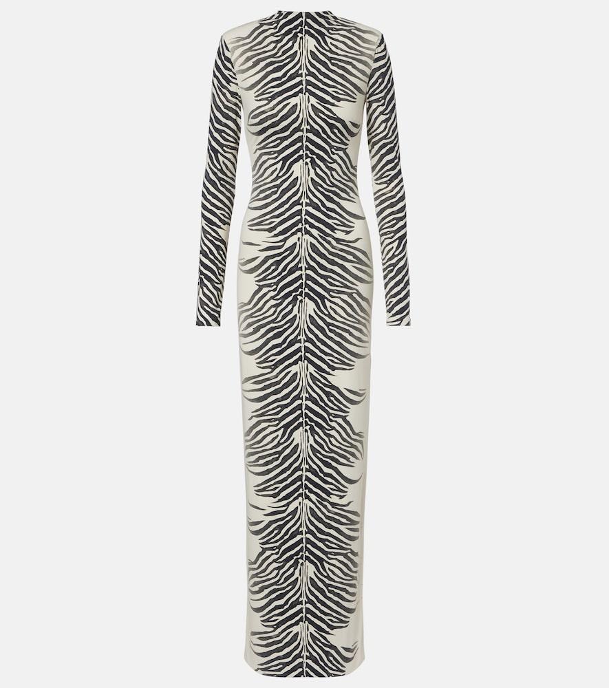 de la vali kari zebra-print maxi dress