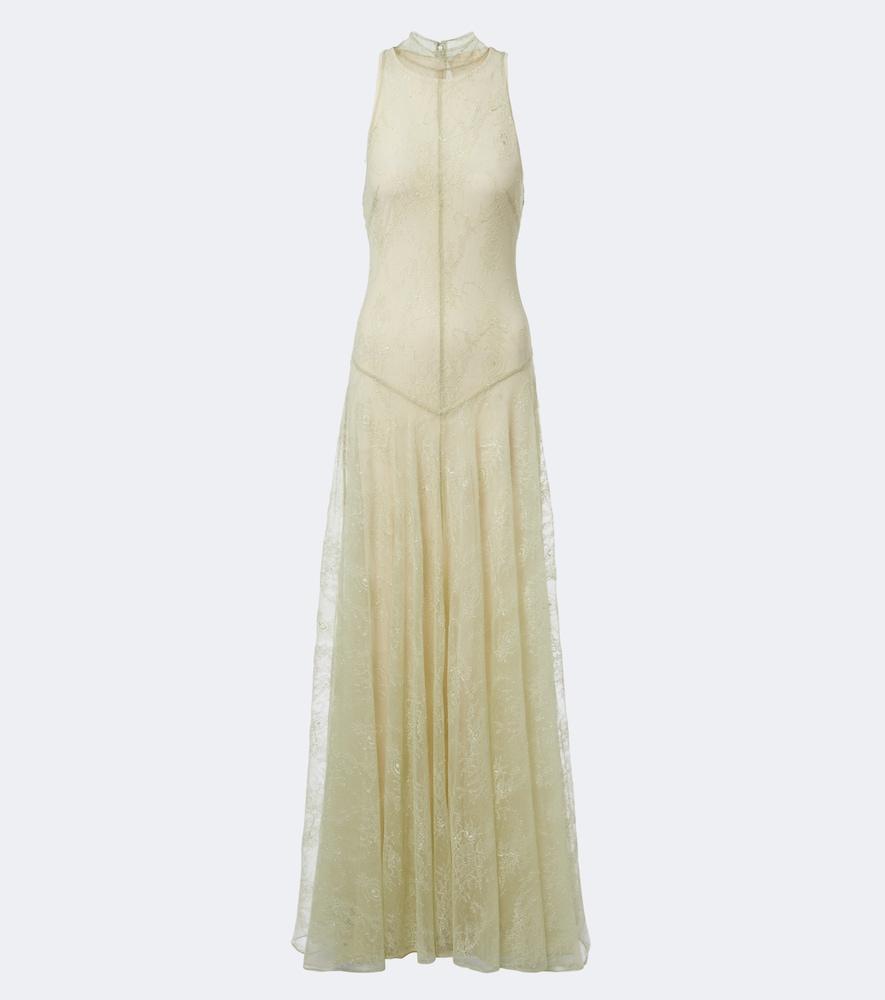 de la vali palomina halterneck lace maxi dress