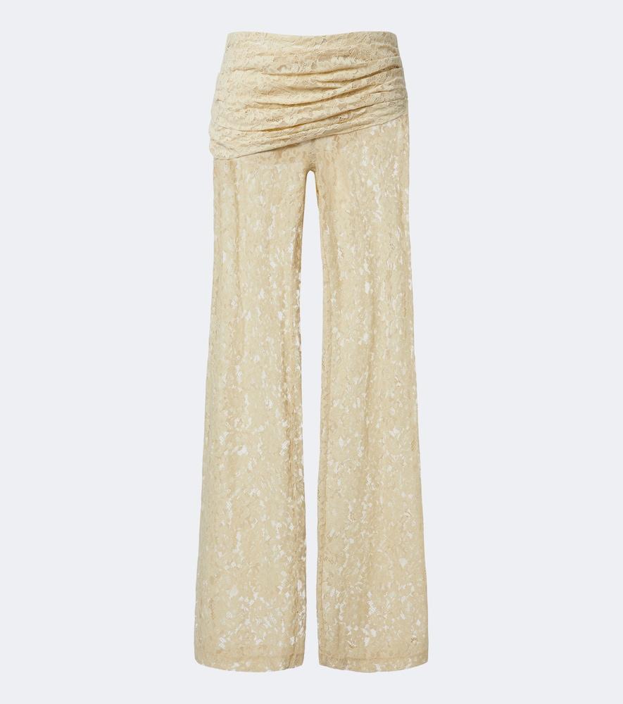 de la vali rocio cotton-blend lace wide-leg pants