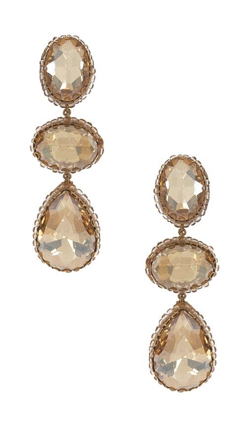 deepa gurnani hadlee earrings in metallic gold.