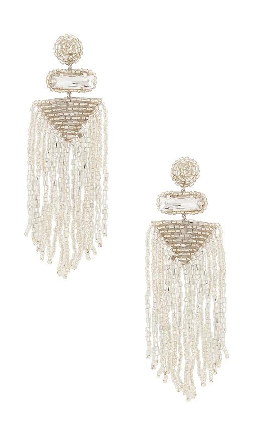 deepa gurnani jody earrings in metallic silver.
