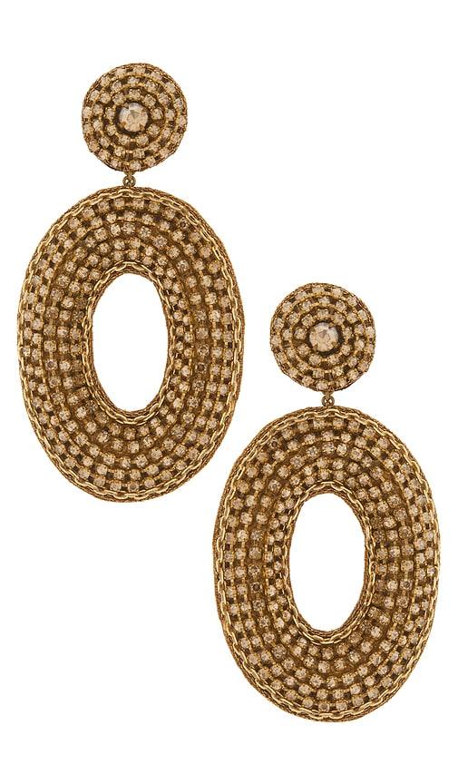 deepa gurnani odeya earrings in metallic gold.