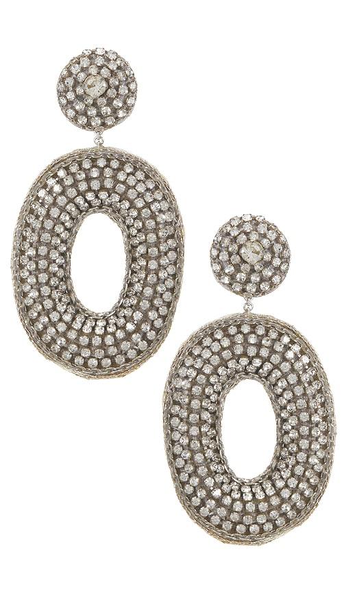 deepa gurnani odeya earrings in metallic silver.