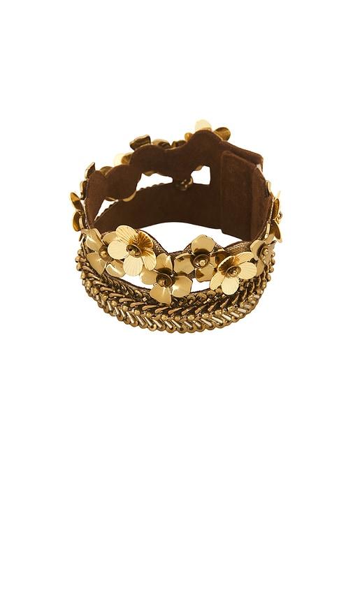 deepa gurnani rika bracelet in metallic gold.