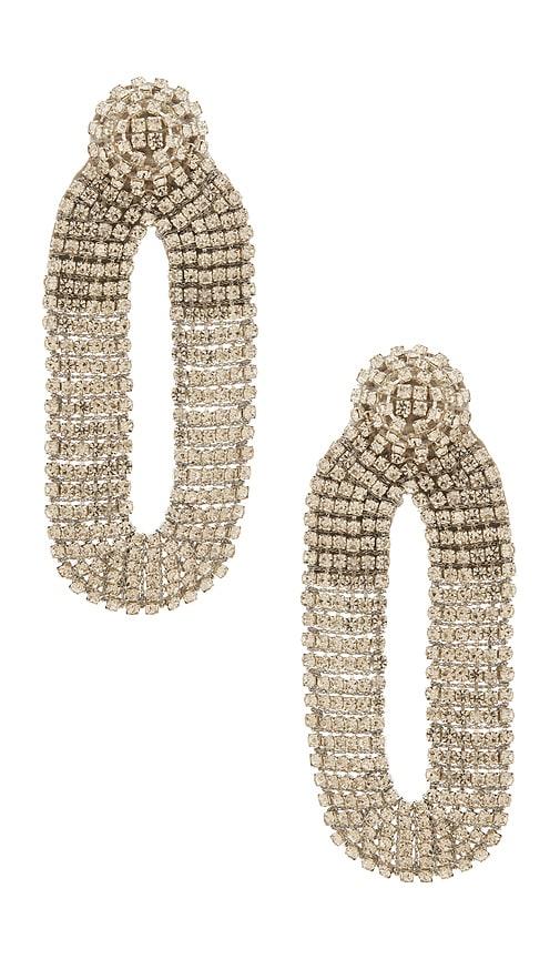 deepa gurnani shyna earrings in metallic silver.
