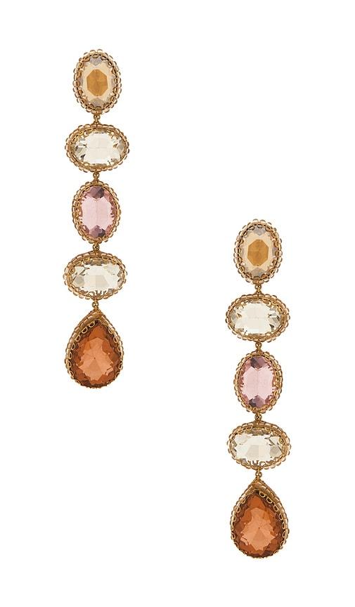 deepa gurnani tyra earrings in metallic gold,blush.