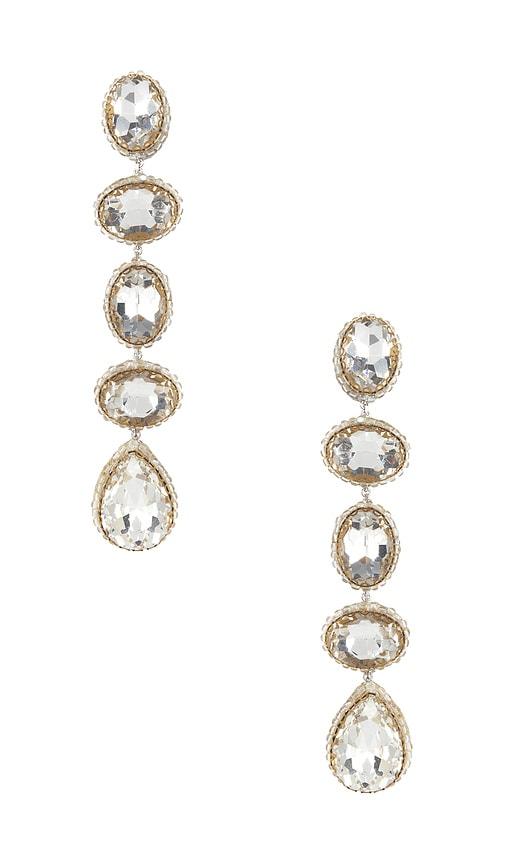 deepa gurnani tyra earrings in metallic silver.