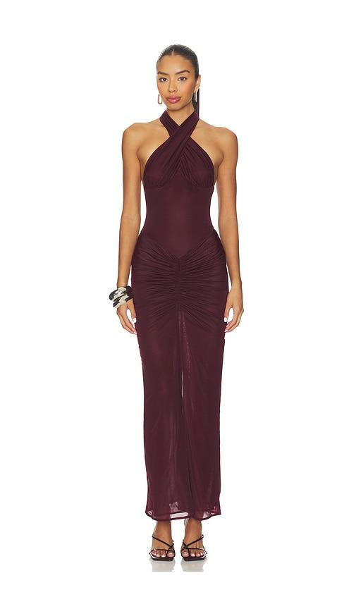 delfi genevieve dress in burgundy. - size l (also in m, s, xs)