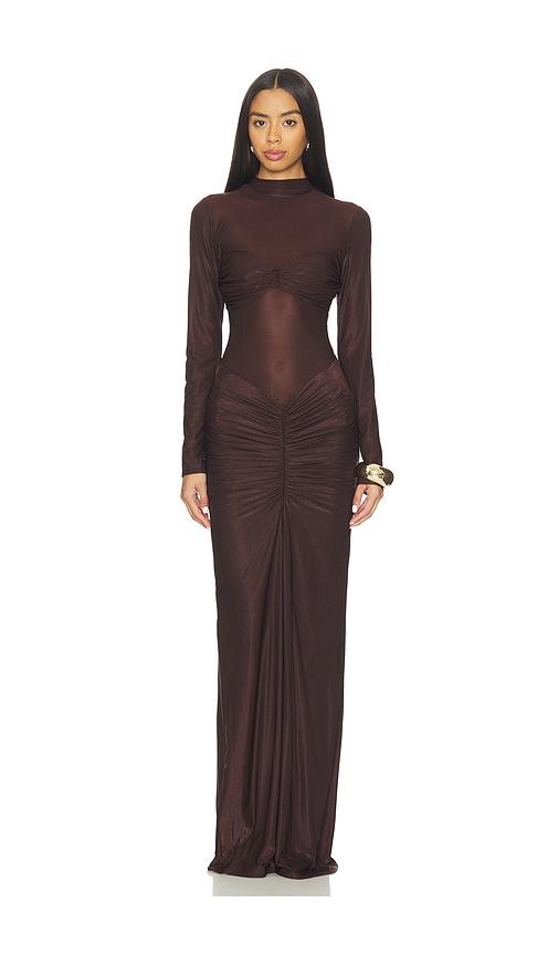 delfi jadienne dress in chocolate. - size l (also in xs, s, m)