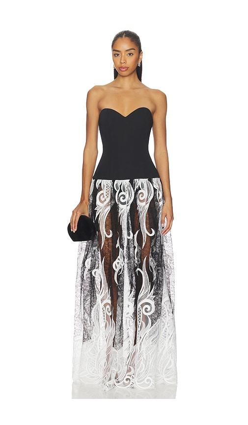 delfi olympia dress in black, white. - size m (also in s, xs)