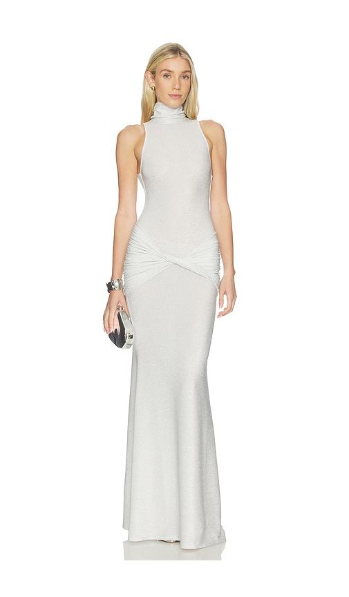 delfi roya dress in metallic silver. - size l (also in m, xl)