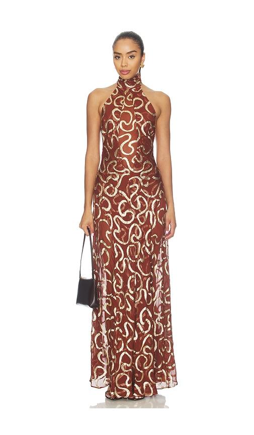 delfi sahara dress in brown. - size l (also in m, s, xl, xs)
