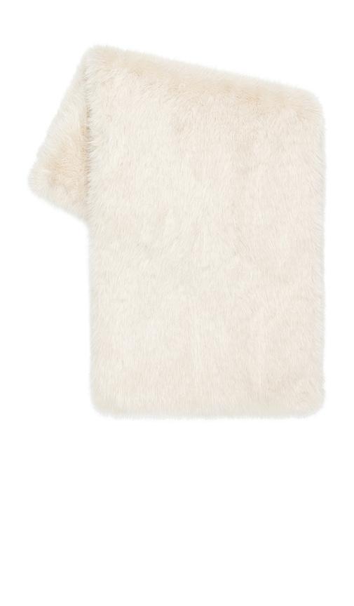 delfi yuki faux fur scarf in white.