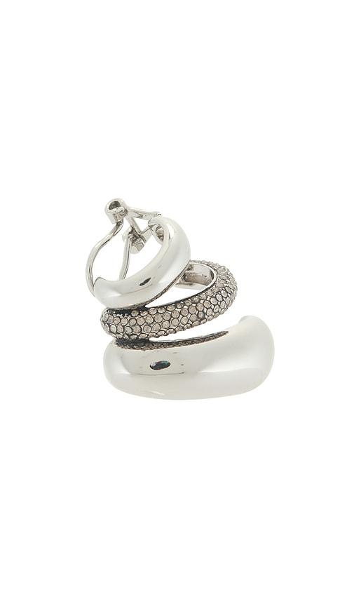 demarson alexa trio ear cuff in metallic silver.