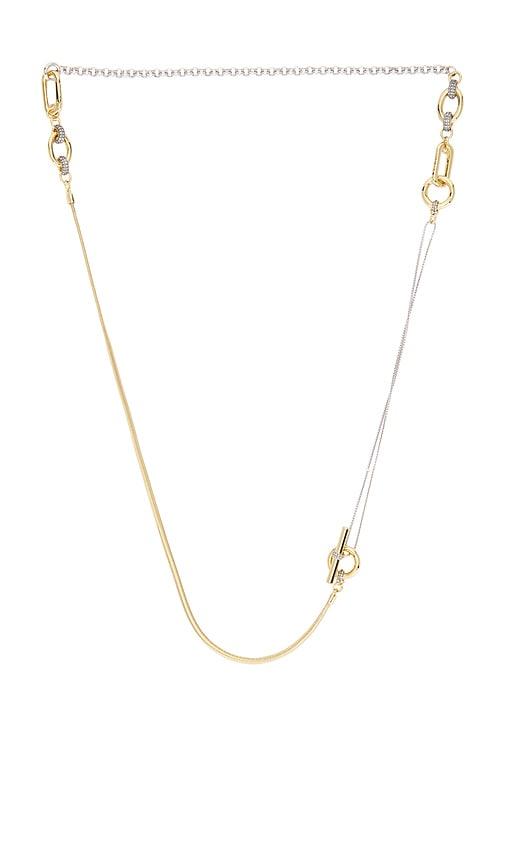 demarson benson necklace in metallic gold.