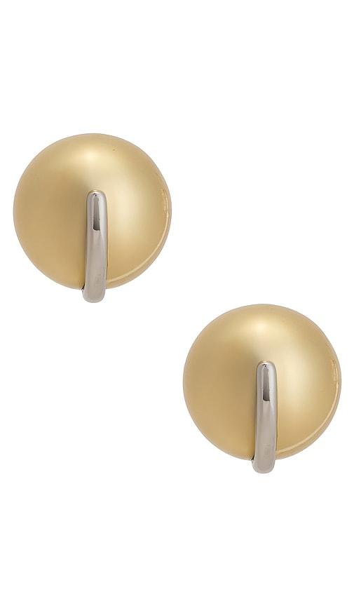 demarson jane oversized stud earrings in metallic gold.
