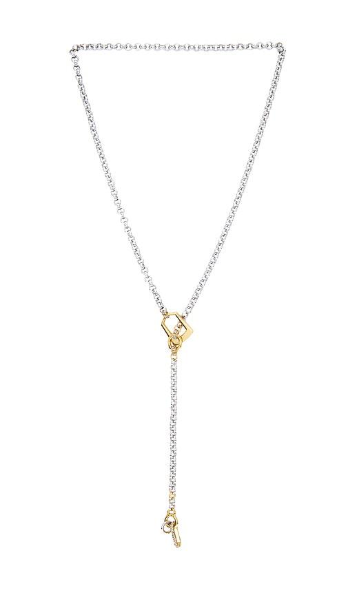 demarson juno necklace in metallic silver.