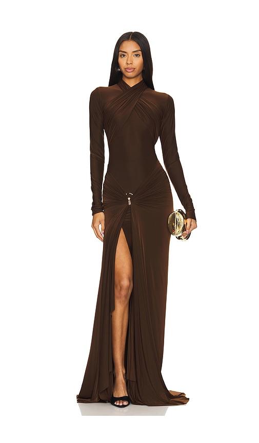 deme by gabriella june gown in brown. - size m (also in s, xs)