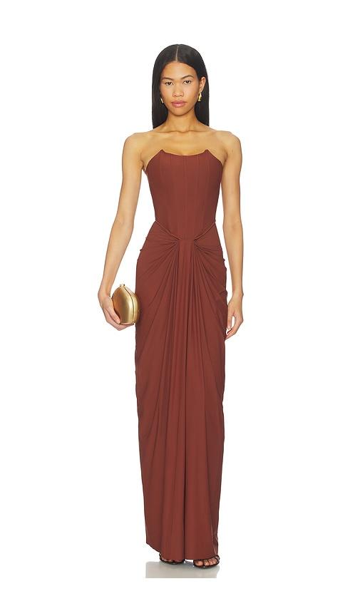 deme by gabriella pearl dress in cognac. - size l (also in xs, s)