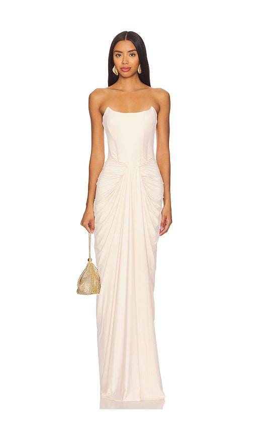 deme by gabriella pearl gown in cream. - size m (also in xs, s, l, xl)