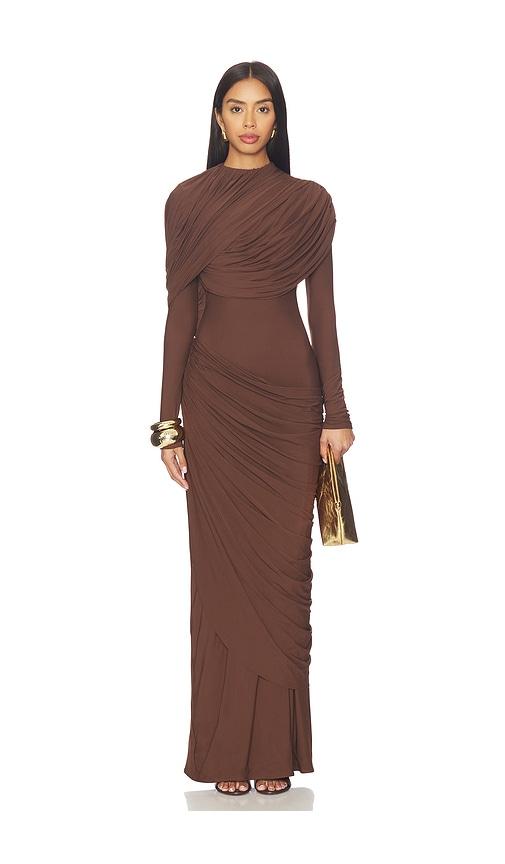 deme by gabriella the donna gown in brown. - size s (also in xs)
