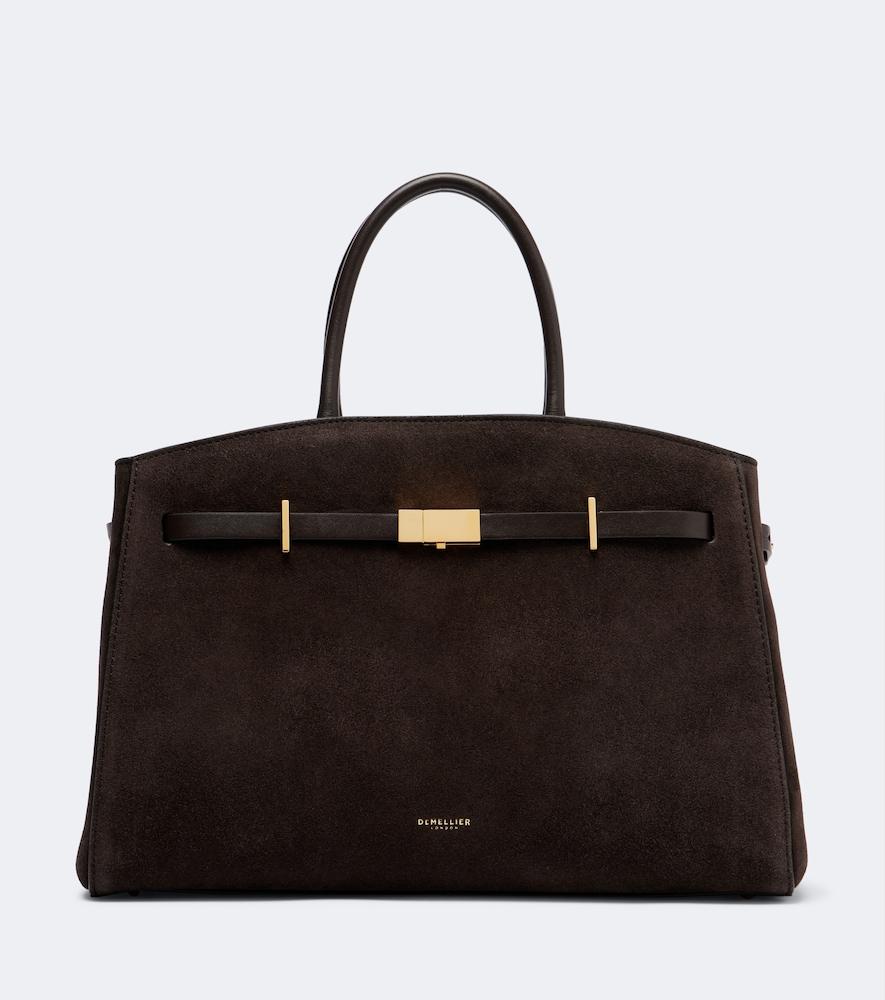 demellier hudson midi suede tote bag