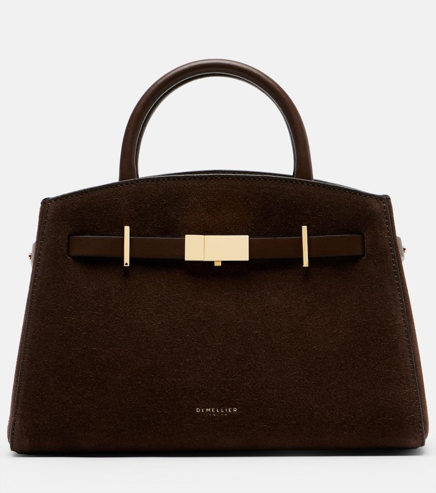 demellier hudson small suede top-handle bag