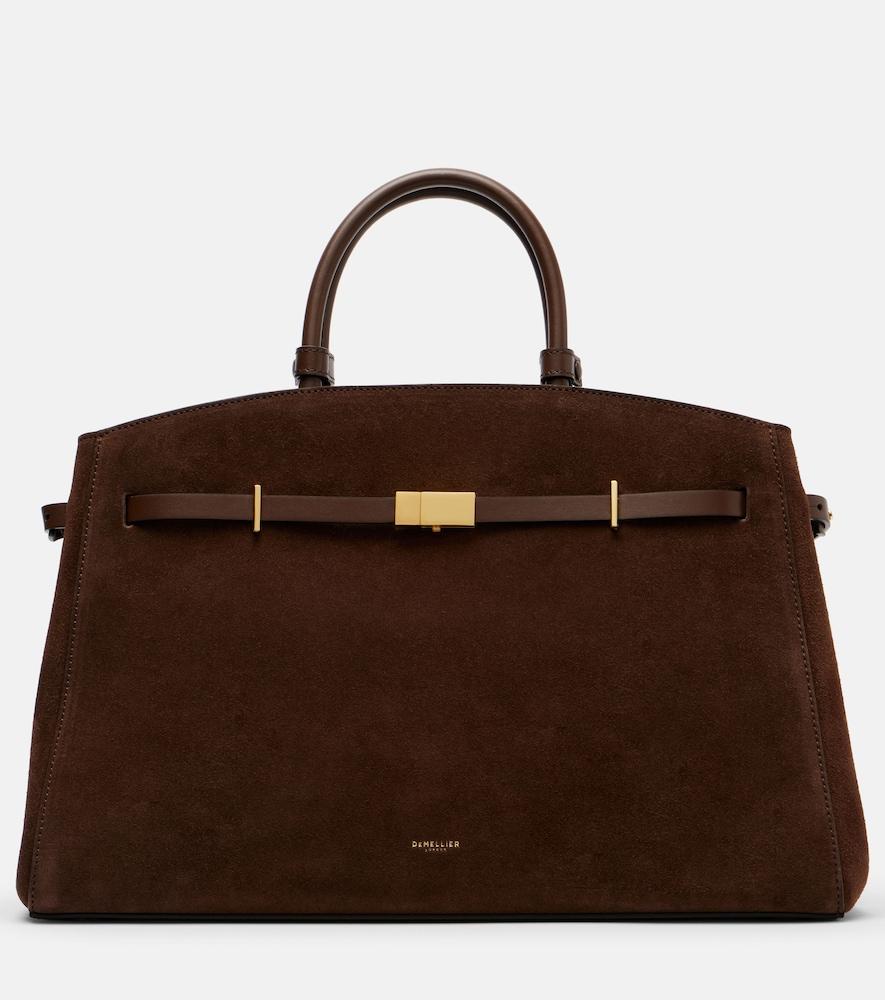 demellier hudson small suede top-handle bag