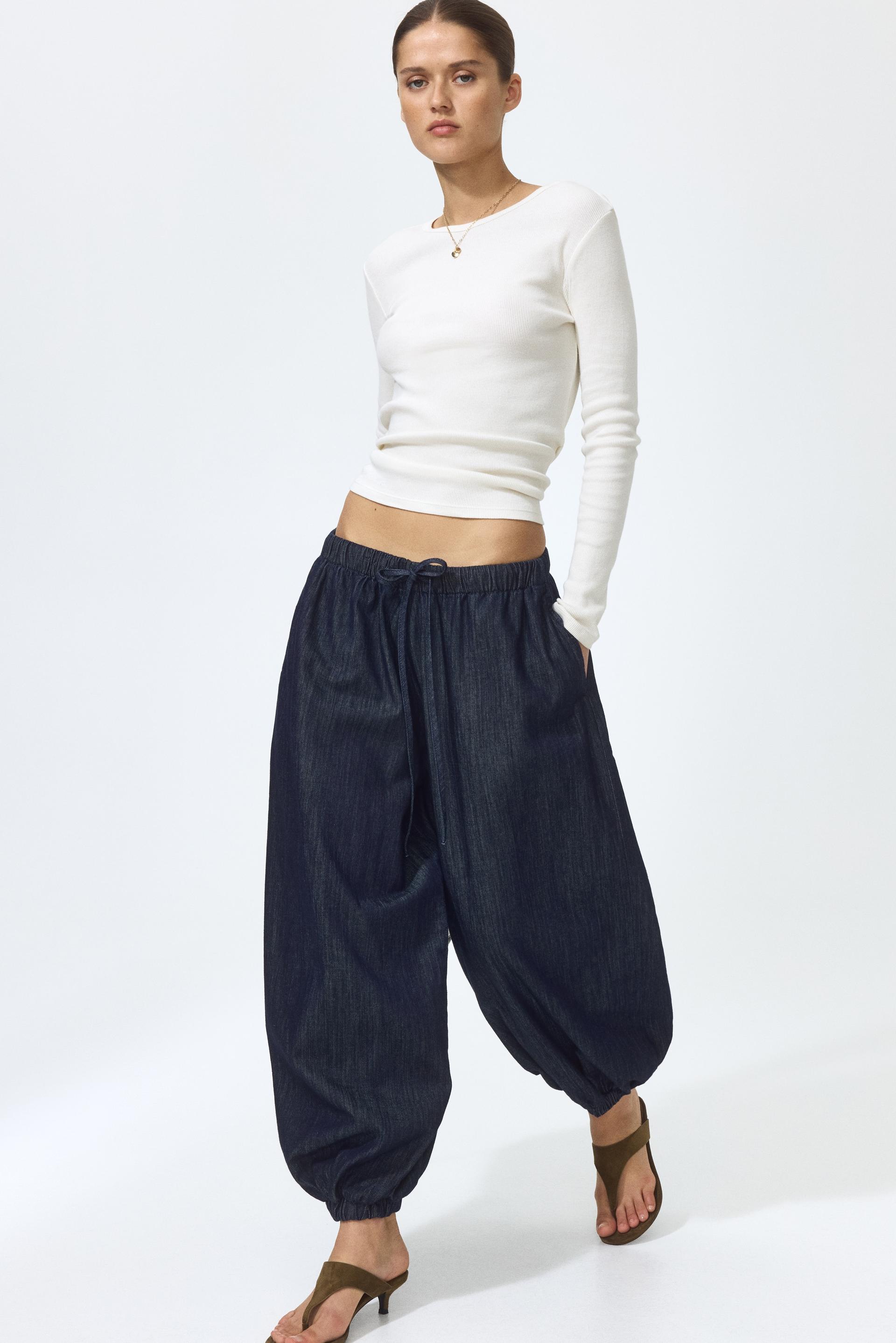 denim balloon pants