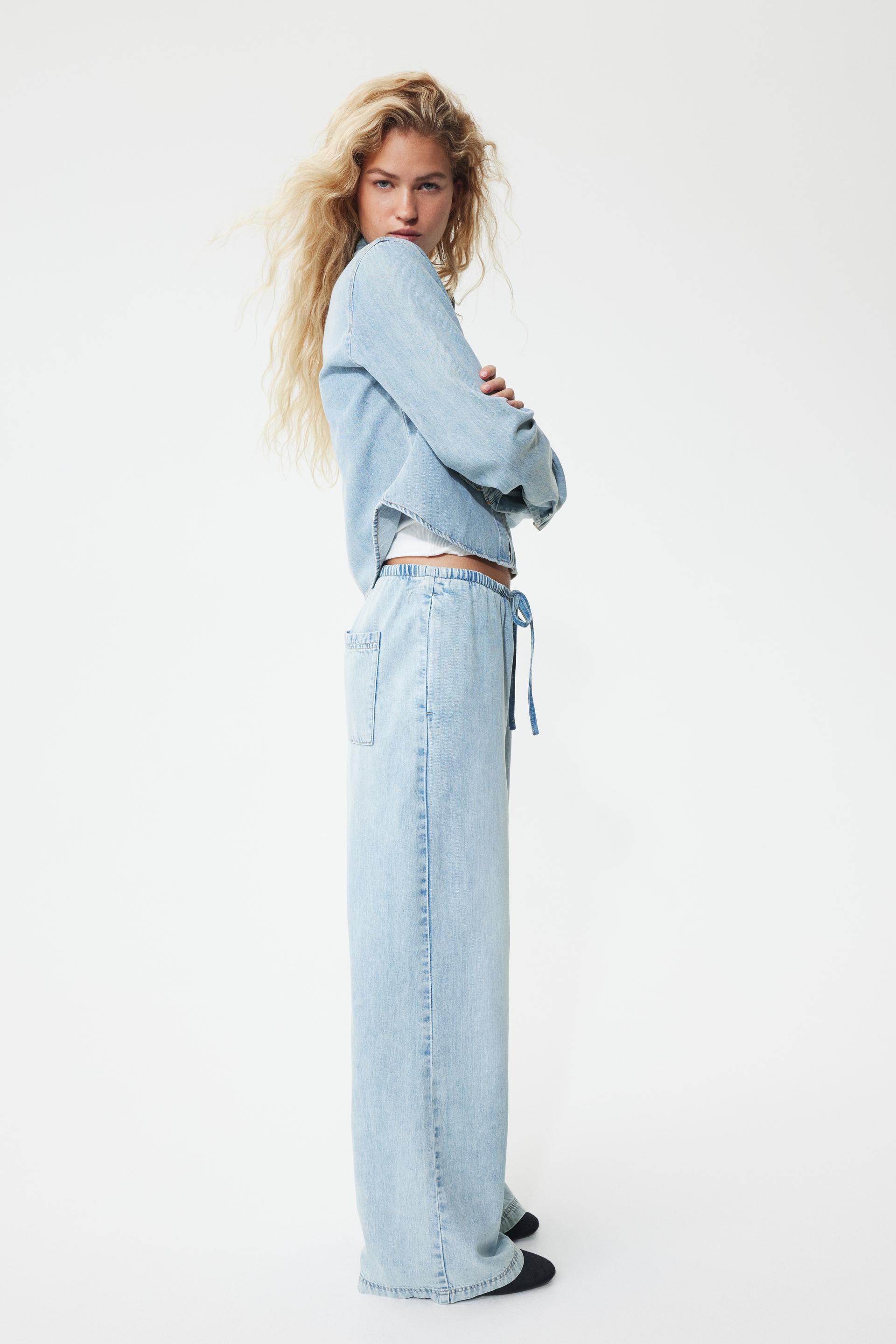 denim drawstring pants