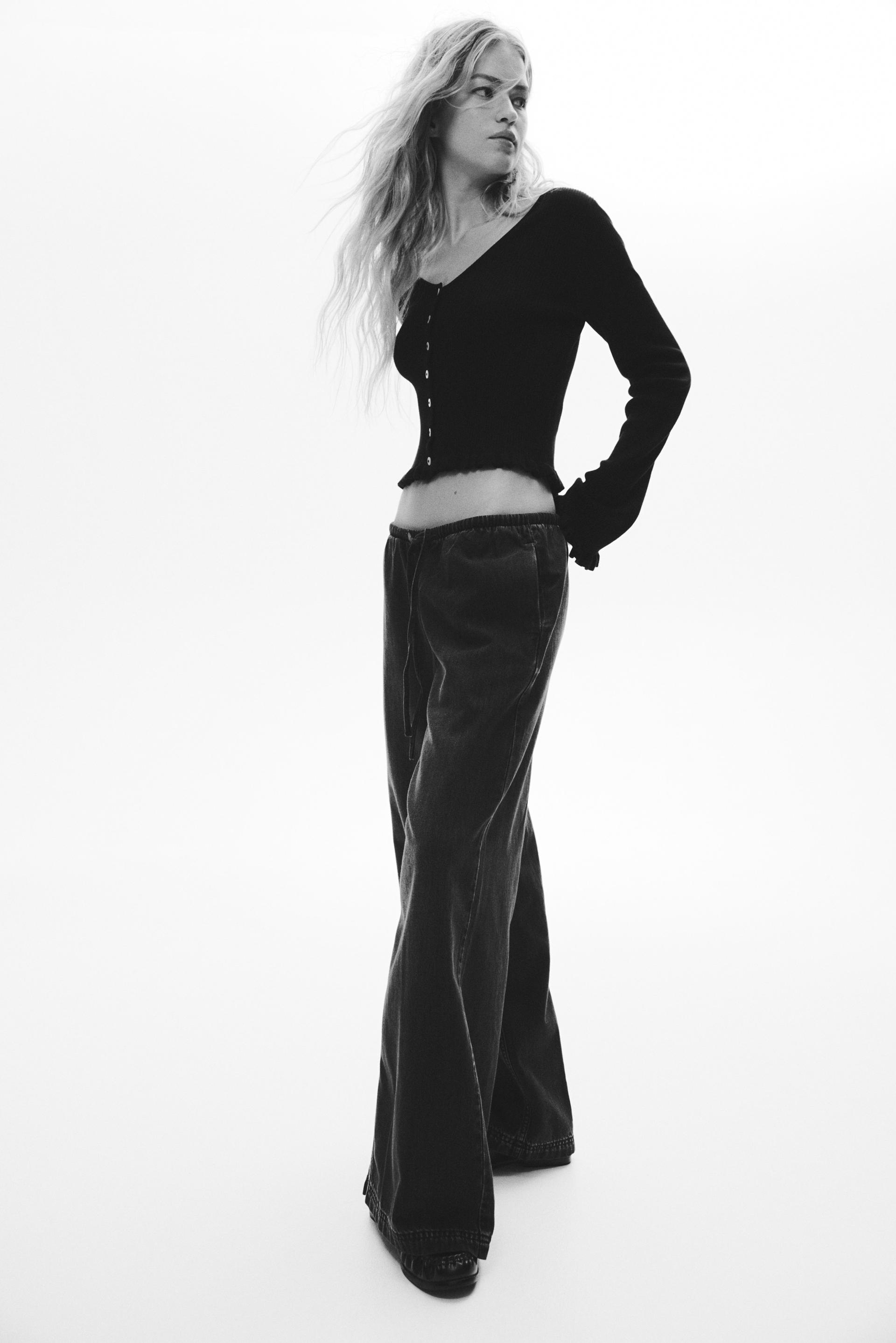 denim drawstring pants