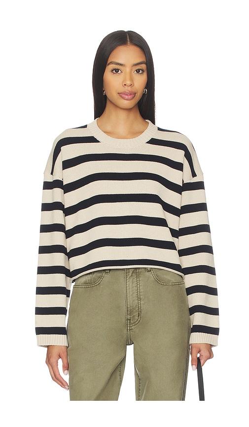 denimist cropped stripe sweater in navy,beige. - size l (also in m)