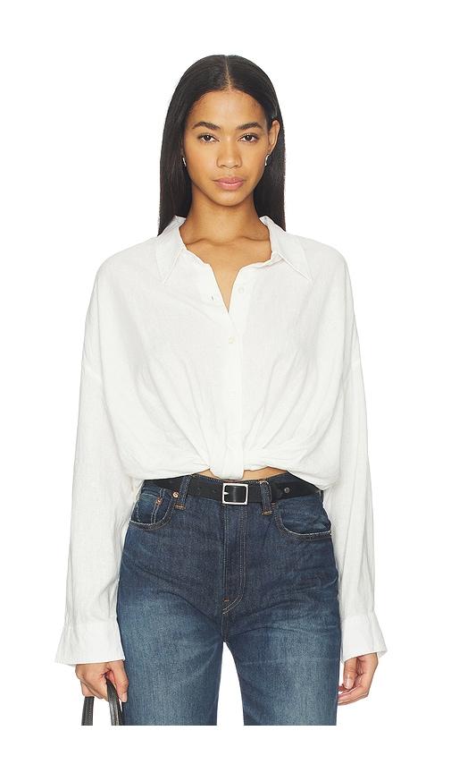 denimist twisted front shirt in white. - size m (also in xs)