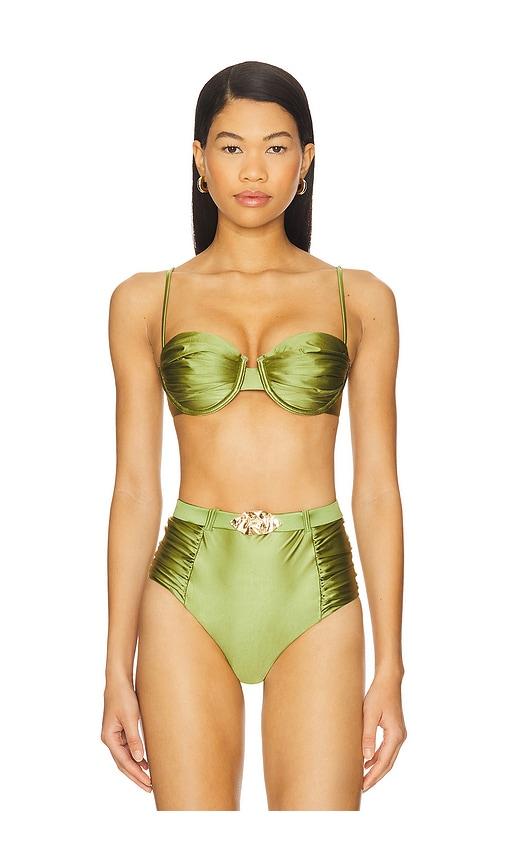 devon windsor karter bikini top in green. - size s (also in xs)
