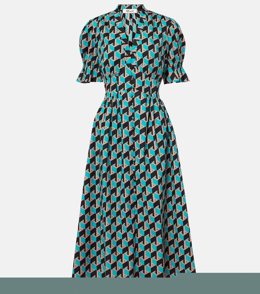 diane von furstenberg erica printed cotton midi dress