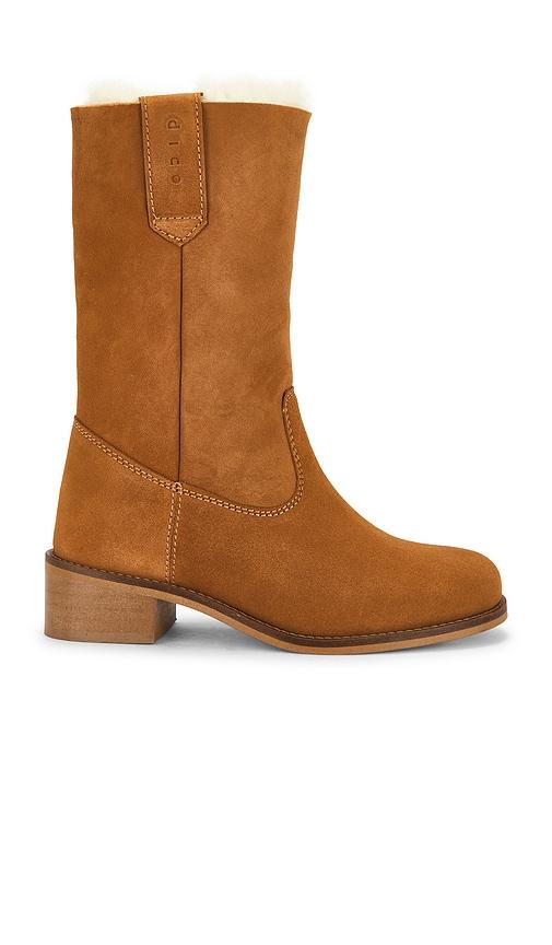 dico copenhagen julia shearling gaucho boot in cognac. - size 36 (also in 37, 38, 39)