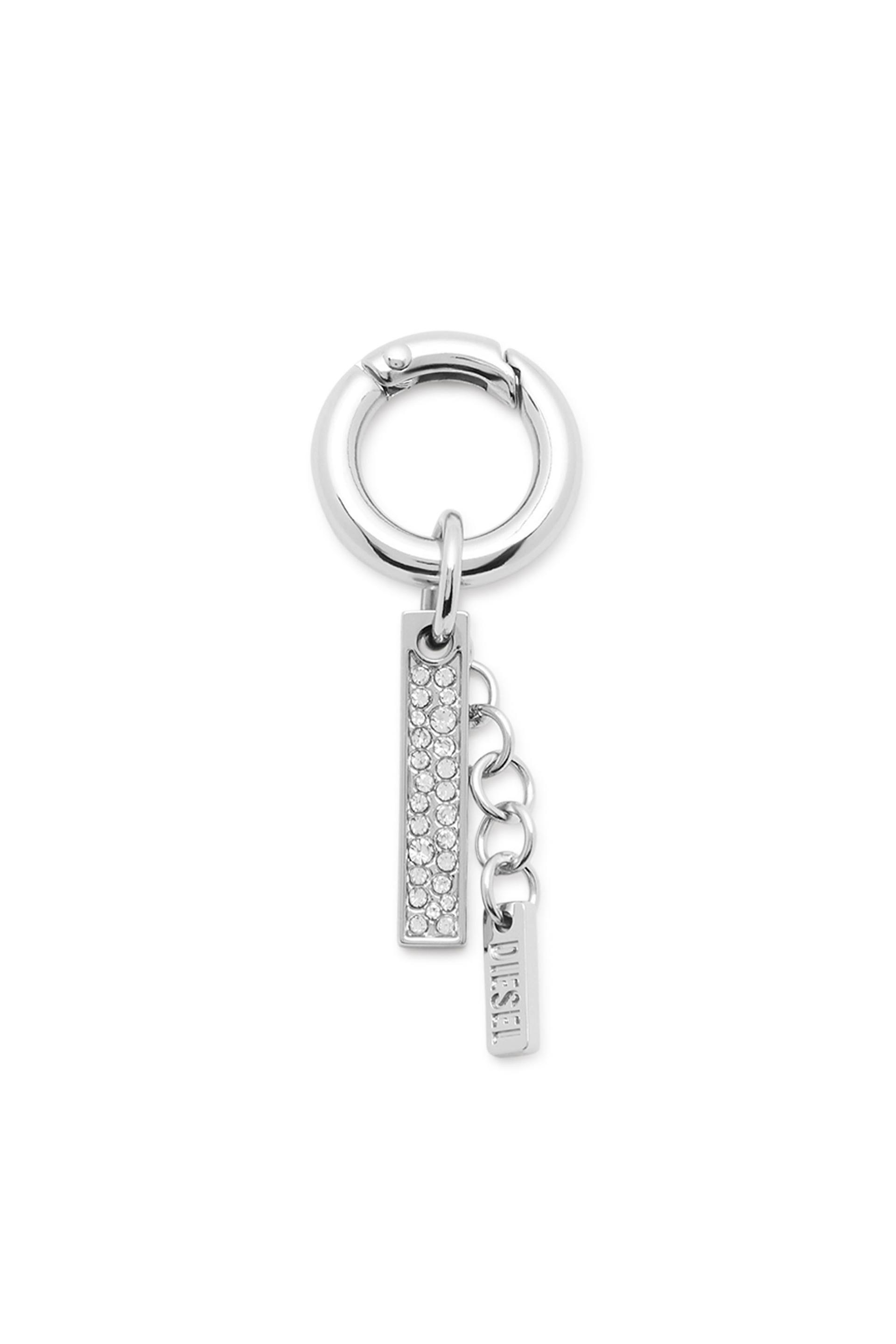 diesel - charm with rhinestone pendant - charms and keyrings - unisex - silver