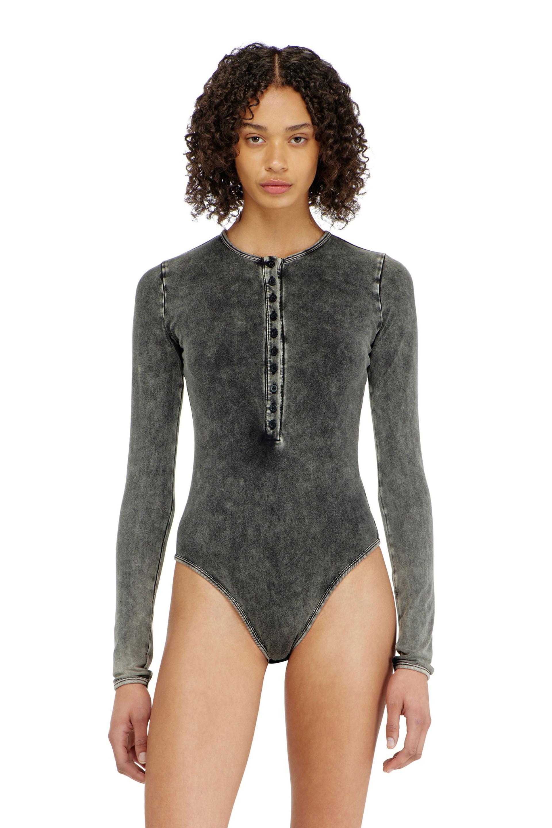 diesel - cotton bodysuit with buttoned front - bodysuits - woman - grey