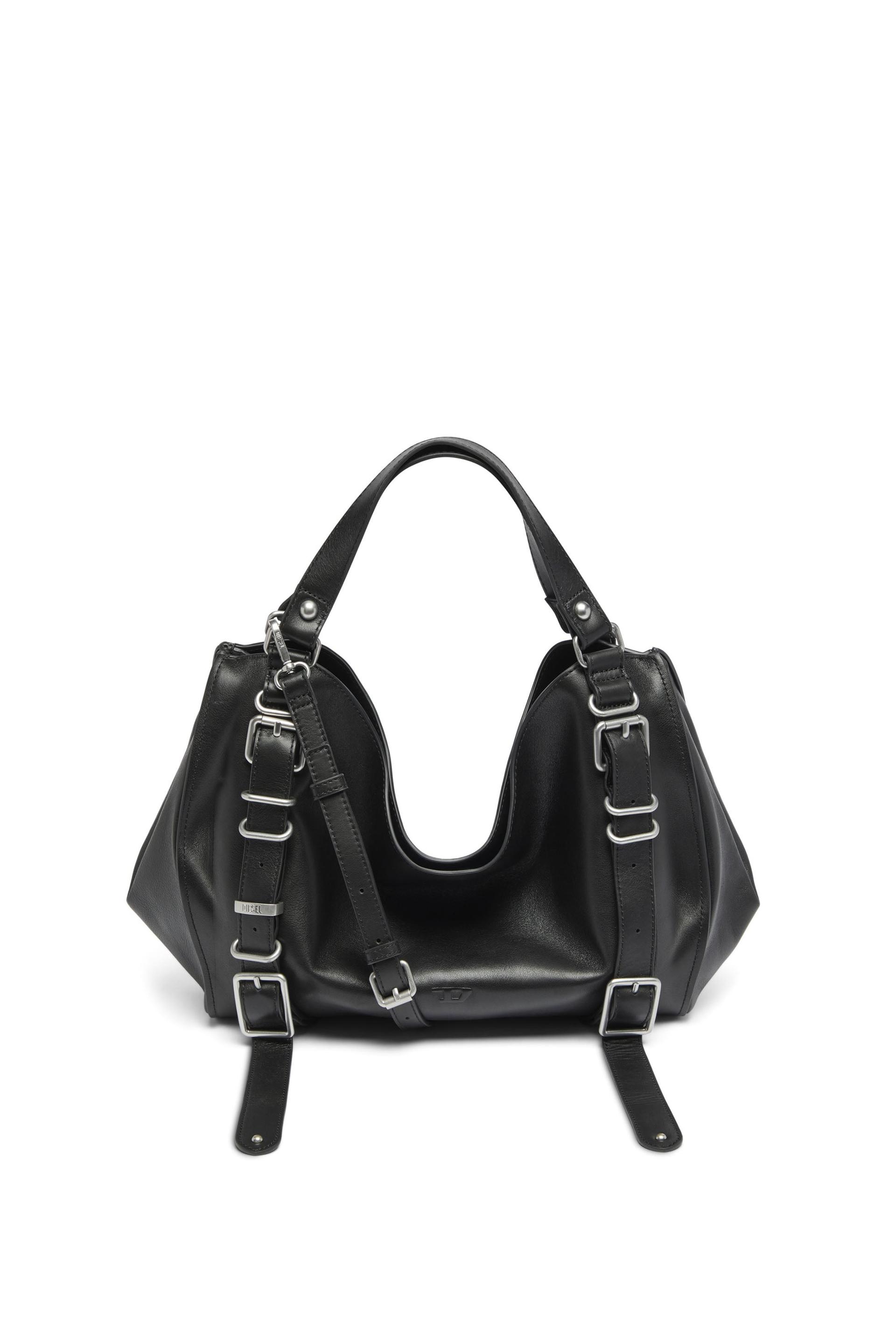 diesel - d-one-medium top-handle bag in treated leather - handbags - unisex - black