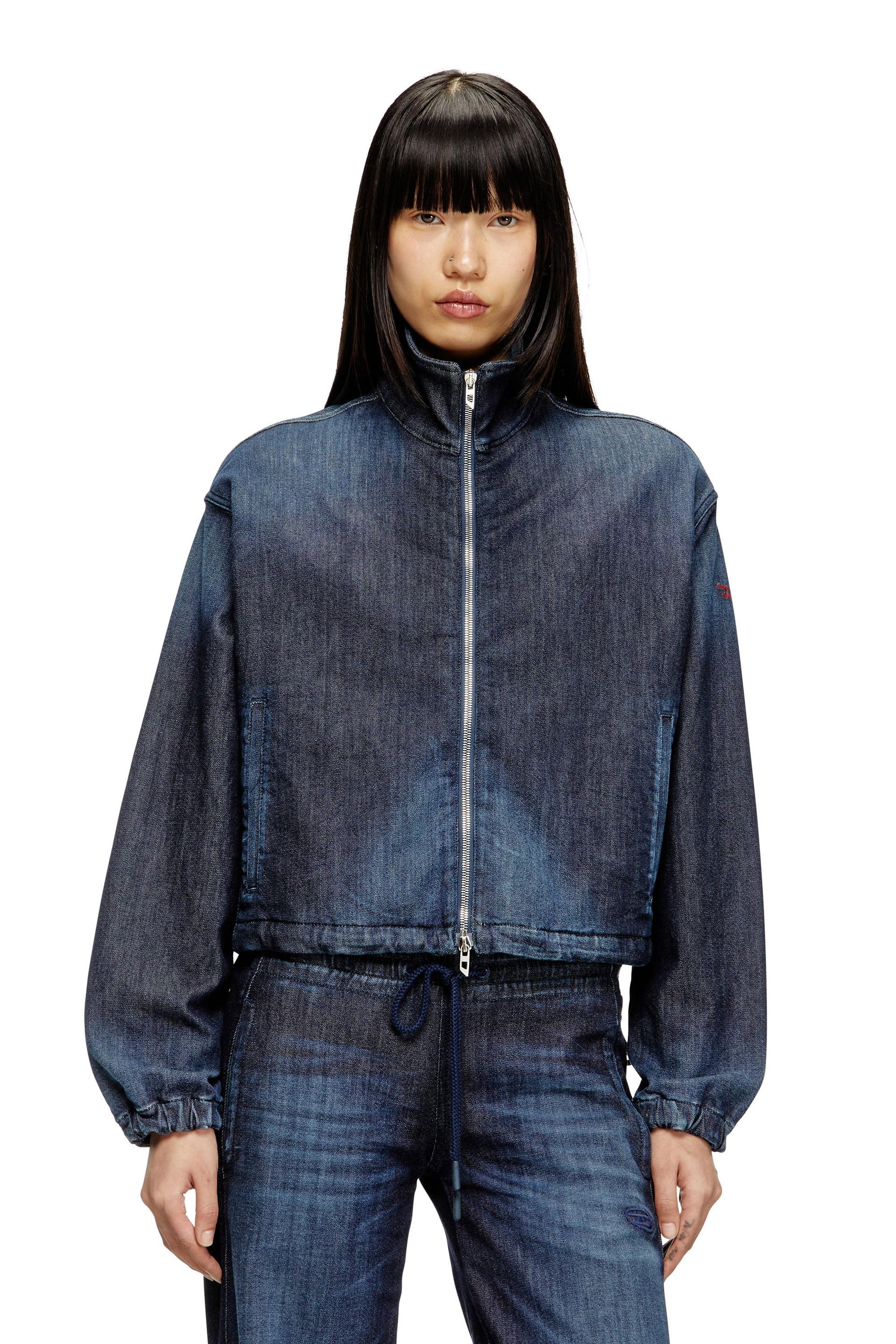 diesel - high-neck joggjeans jacket - denim jackets - woman - blue