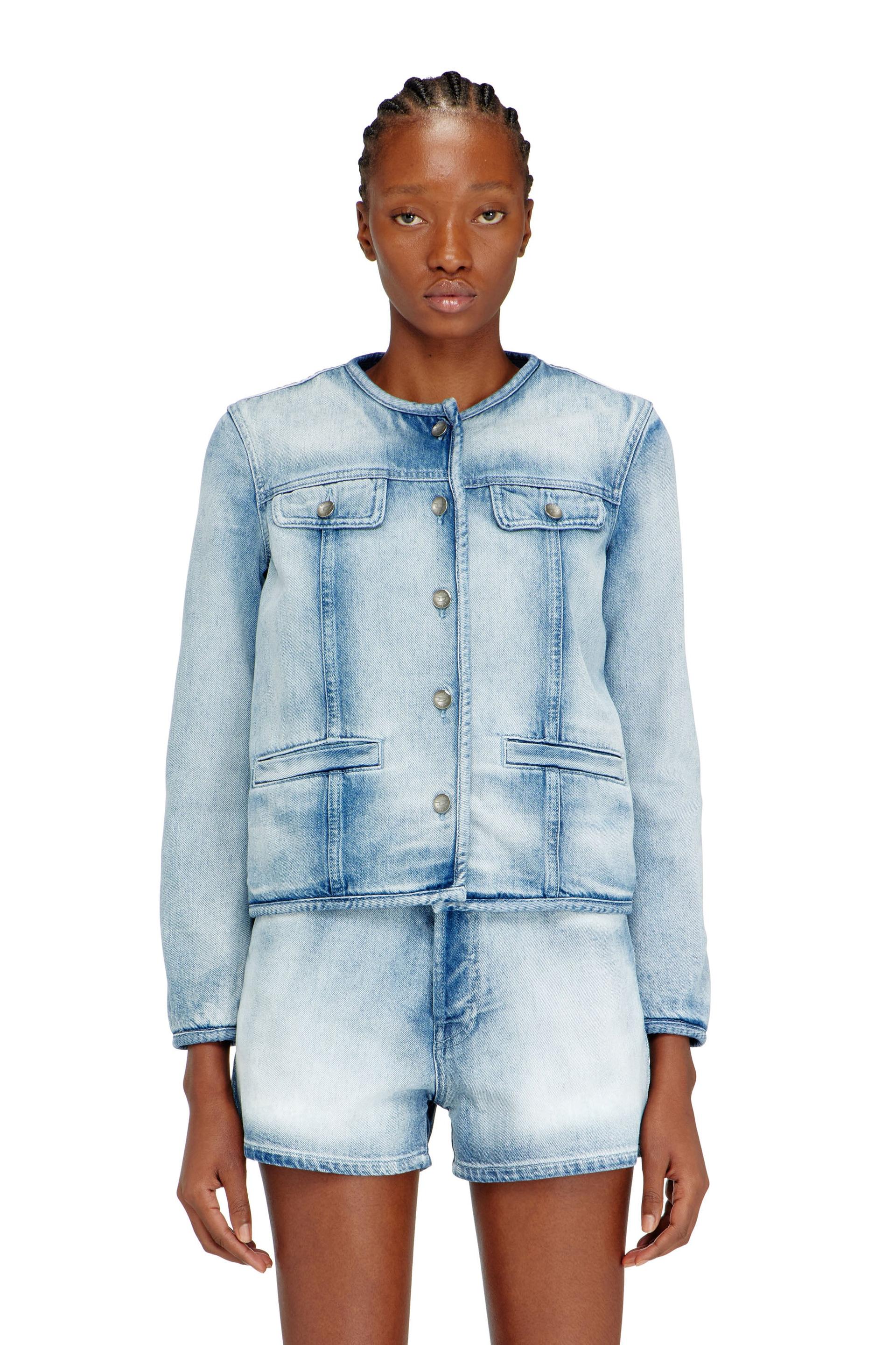 diesel - jacket in medium-light skeleton denim - denim jackets - woman - blue