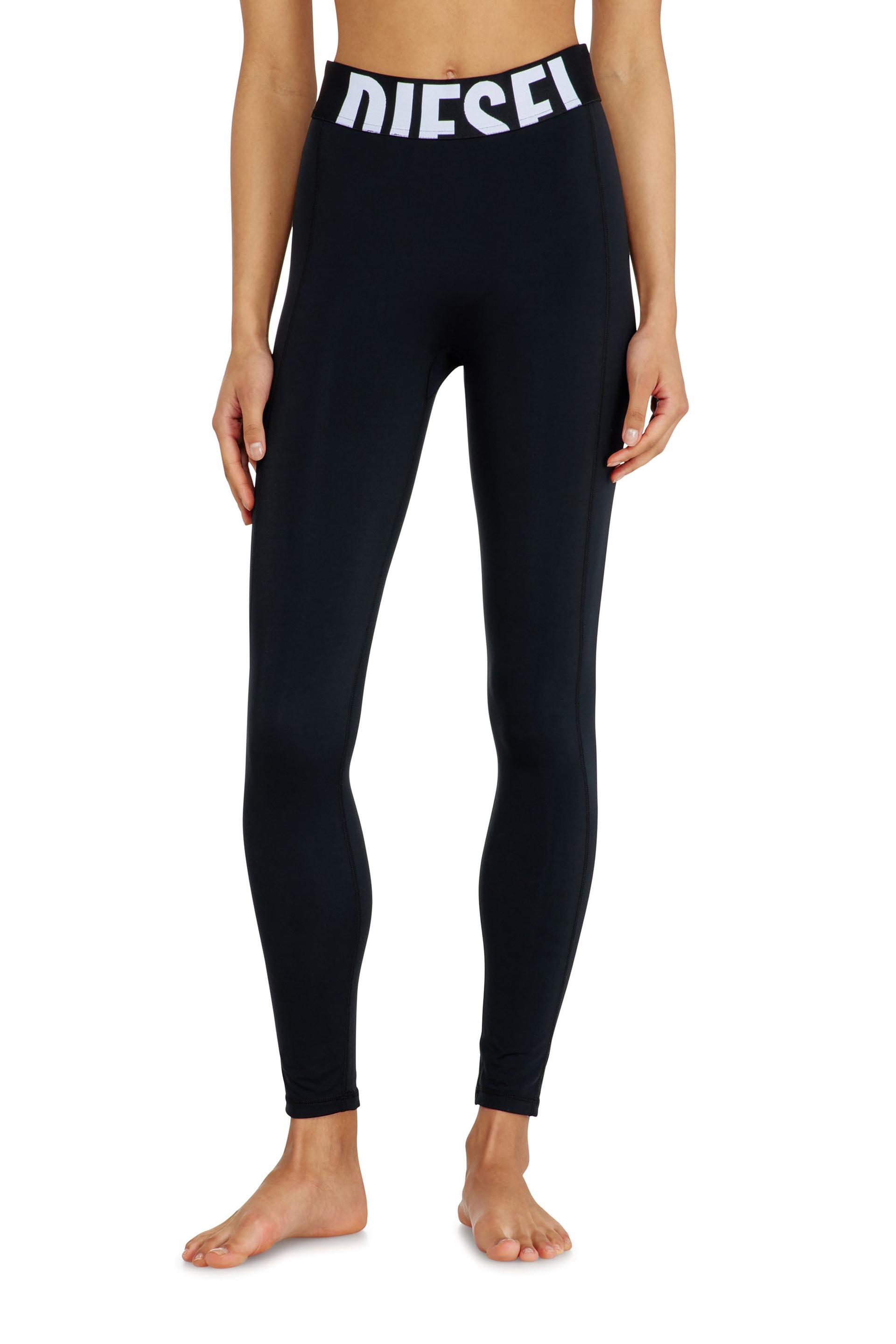 diesel - microfibre leggings with cut-off logo - pants - woman - black