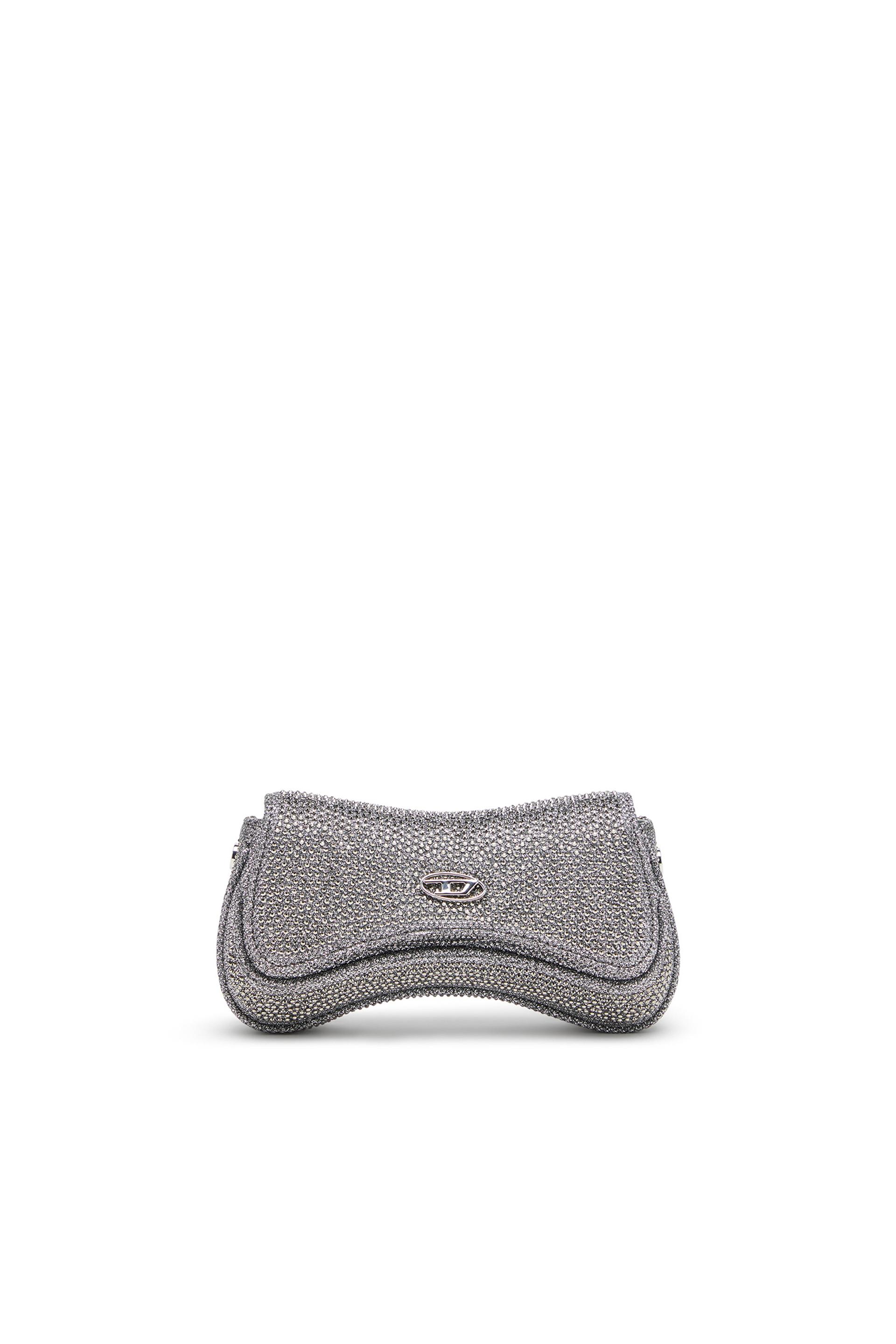 diesel - play-small crossbody bag with crystal - crossbody bags - woman - silver