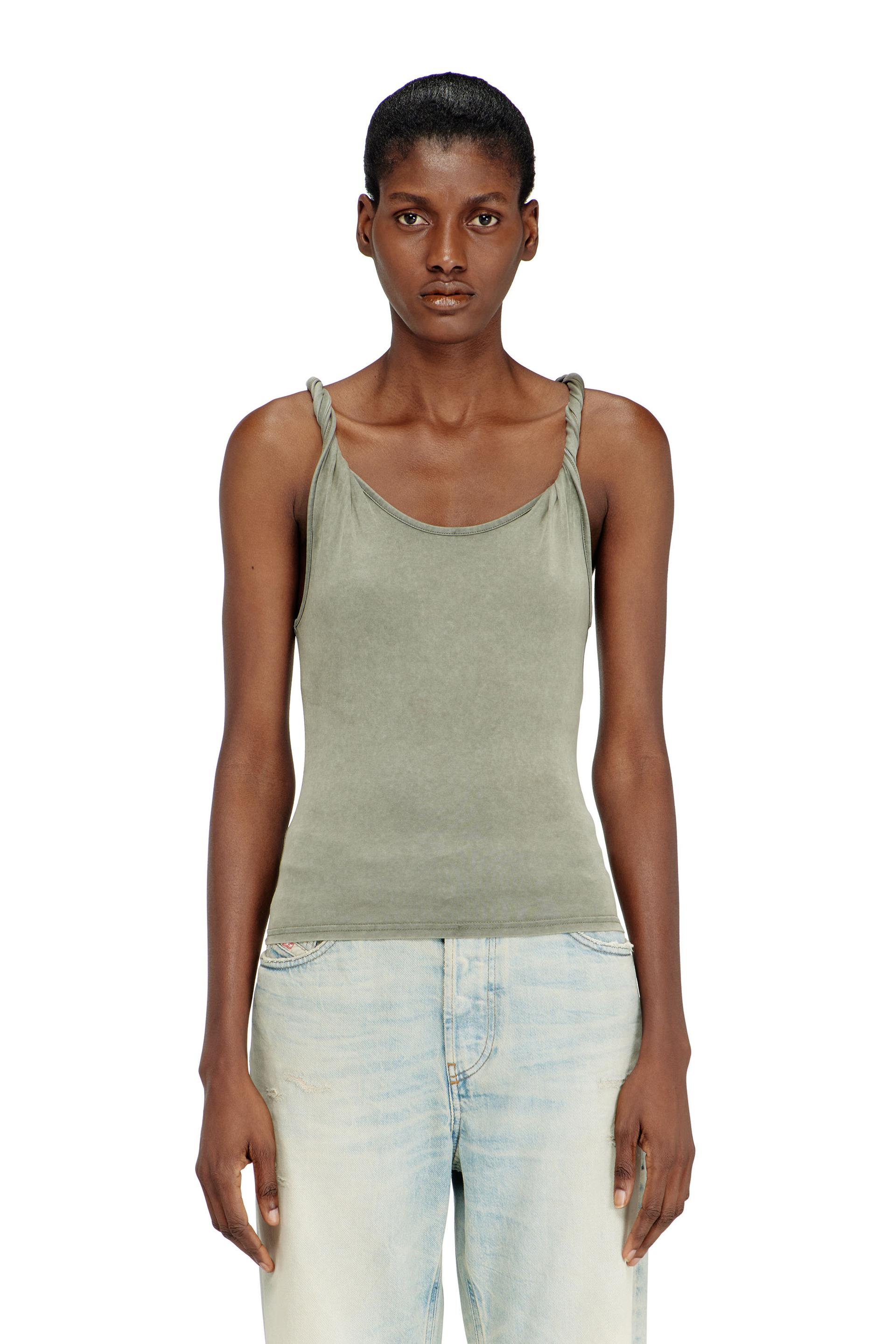diesel - tank top with twisted straps - t-shirts - woman - green