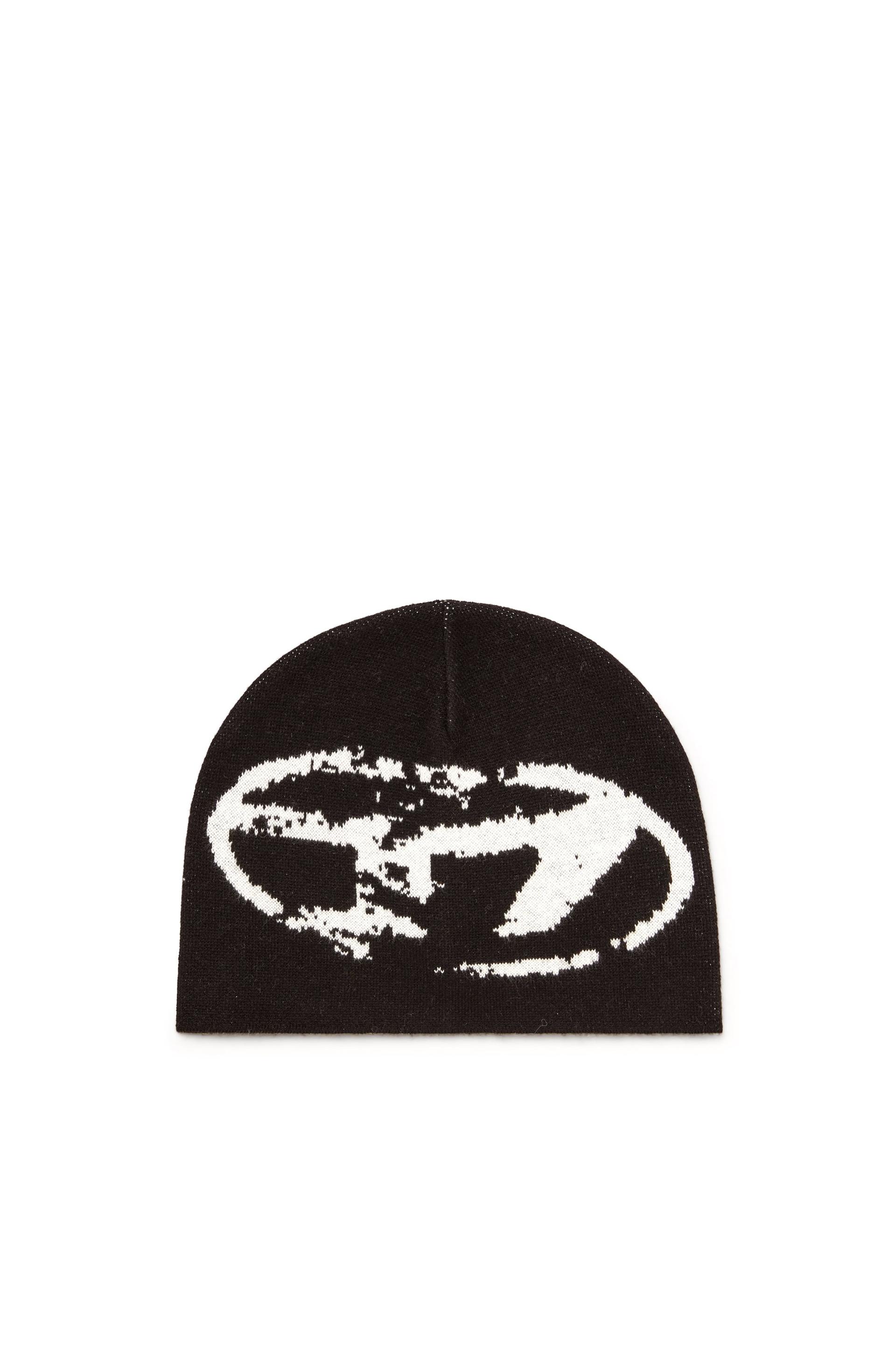 diesel - wool-blend beanie with oval d logo - knit caps - unisex - black
