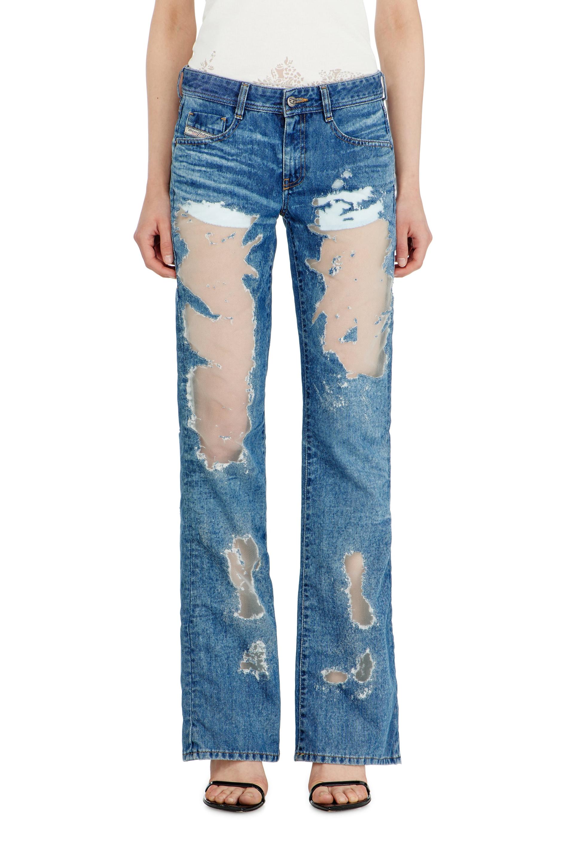 diesel bootcut jeans low waist 1969 d-ebbey, medium blue, zip fly