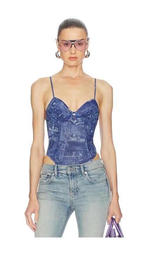 diesel bridget denim bodysuit in blue. - size 32b (also in 34b, 36b)